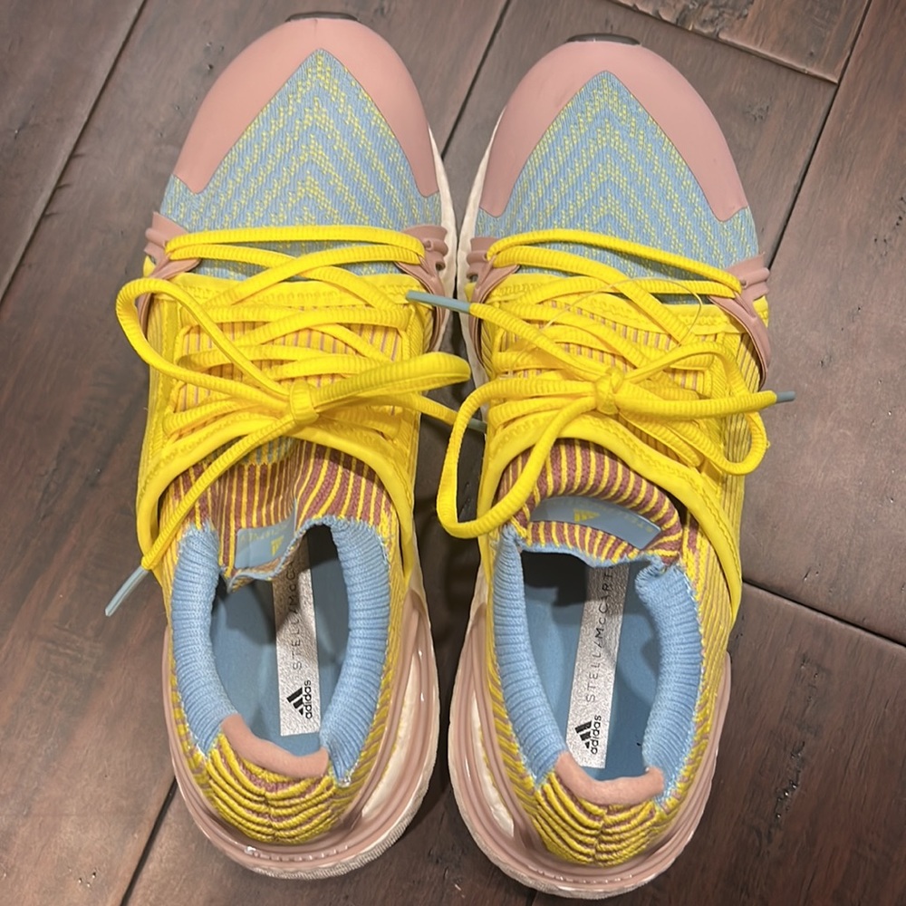 Adidas Stella McCartney Tennis shoes 9. Wide 9 blue, yellow, pink - Picture 3 of 3